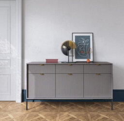 Arte Nova Contemporary Sideboard Cabinet 3 Hinged Doors 3 Shelves 3 Drawers Grey Matt  (H)830mm (W)1540mm (D)390mm - thumbnail 3