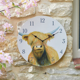 Highland Cow Indoor Or Outdoor Wall Clock - Battery Powered Weather Resistant Home Or Garden Round Quartz Clock - 30Cm Diameter - thumbnail 1