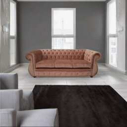 Chesterfield 3 Seater Pastiche Coral Velvet Sofa Bespoke In Kimberley Style - thumbnail 3
