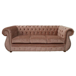 Chesterfield 3 Seater Pastiche Coral Velvet Sofa Bespoke In Kimberley Style - thumbnail 1