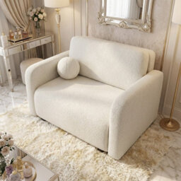 Viva Sun Ii Sofa Bed With Sleeping Function And Bedding Storage Freestanding Upholstered Back 130X103X85Cm Cream