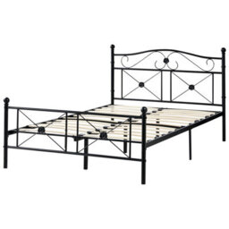Wyld And Coco Eu 4Ft Double Retro Metal Bed Frame Black With Sprung Slatted Base - thumbnail 4