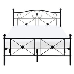 Wyld And Coco Eu 4Ft Double Retro Metal Bed Frame Black With Sprung Slatted Base - thumbnail 1