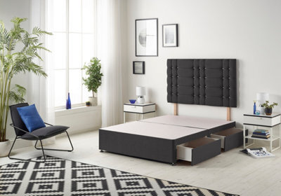 Somnior Beds Somnior Bliss Plush Black Divan Bed Base With 2 Drawers And Headboard - Double - image 1