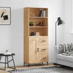 Berkfield Highboard Sonoma Oak 69.5X34X180 Cm Engineered Wood - thumbnail 1