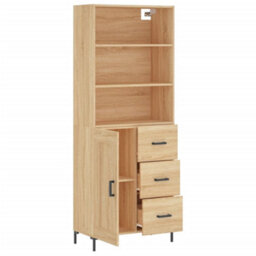 Berkfield Highboard Sonoma Oak 69.5X34X180 Cm Engineered Wood - thumbnail 4