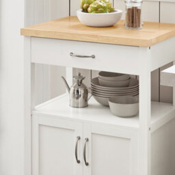 Sobuy Fkw22-Nw, Kitchen Trolley Cart Storage Trolley Serving Trolley Cabinet With Rubber Wood Worktop,w60Xd44.5Xh91.5 - thumbnail 5