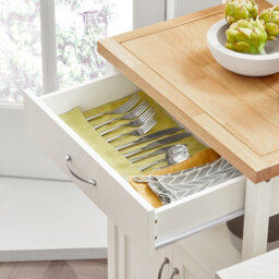 Sobuy Fkw22-Nw, Kitchen Trolley Cart Storage Trolley Serving Trolley Cabinet With Rubber Wood Worktop,w60Xd44.5Xh91.5 - thumbnail 8
