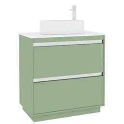 Royal Bathrooms Orion 800mm Mint Sage Floor Standing Plain White Countertop Vanity Unit 2 Drawer With Peak Basin & Chrome Accent Trim - thumbnail 6