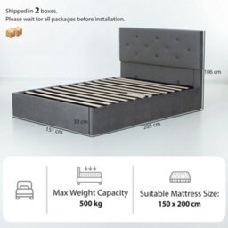 Homcom King Size Bed Frame Gas End Lift Under Bed Storage Dark Grey - thumbnail 3
