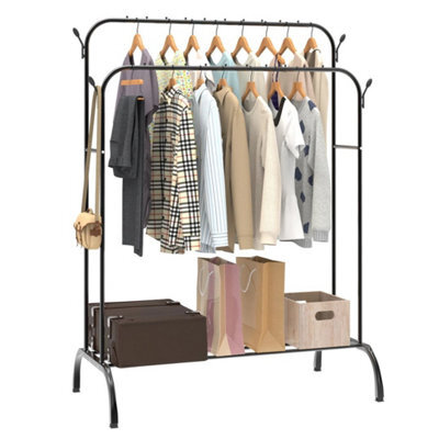 Double Pole Clothes Rail Rack Heavy Duty Double Clothes Rail Garment Coat Hanging Display Stand Shoes Rack - image 1