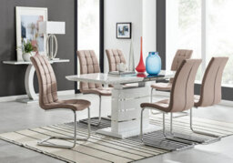 Furniturebox Uk Renato 120Cm High Gloss Extending Dining Table And 6 Cappuccino Murano Chairs - thumbnail 1