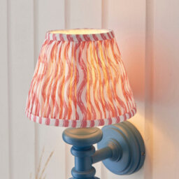 Luminosa Lighting Luminosa Carnaby Satin Marlin Blue Paint Wall Light With Coral Pink Fabric Ripple Shade 20Cm B22 - thumbnail 4
