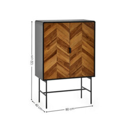 Oakham Premium Aldwick 2 Door Storage Cabinet In Black And Natural Brown Wood - thumbnail 9