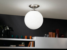 Eglo Rondo Satin Nickel And White Glass And Metal Ceiling Light, (D) 25Cm - thumbnail 1