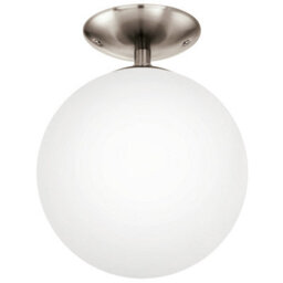 Eglo Rondo Satin Nickel And White Glass And Metal Ceiling Light, (D) 25Cm - thumbnail 2