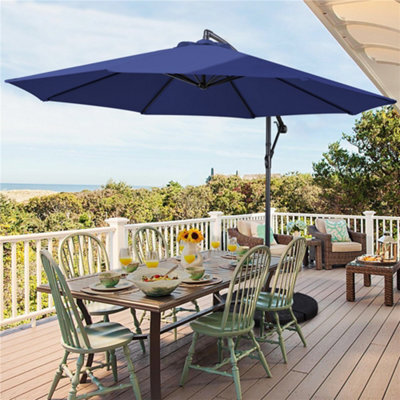 Yaheetech Navy Blue 3M Patio Offset Umbrella Outdoor Parasol With Crank - image 1