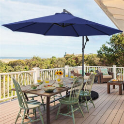Yaheetech Navy Blue 3M Patio Offset Umbrella Outdoor Parasol With Crank - thumbnail 1
