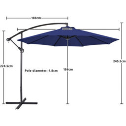 Yaheetech Navy Blue 3M Patio Offset Umbrella Outdoor Parasol With Crank - thumbnail 3