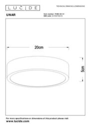 Lucide Unar Modern Flush Ceiling Light 20Cm - Led Dim. - 1X12W 2700K - 3 Stepdim - White - thumbnail 7