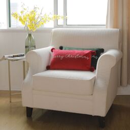 Red Merry Christmas Velvet Effect Indoor Christmas Cushion, (L)50Cm X (W)30Cm - thumbnail 5