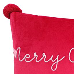 Red Merry Christmas Velvet Effect Indoor Christmas Cushion, (L)50Cm X (W)30Cm - thumbnail 3