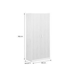 Sweeek - Wardrobe With Wood Decor 1 Hanging Rail And 2 Doors Linear Walnut 80X48X180 Cm - thumbnail 7
