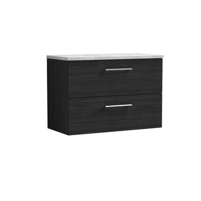 Balterley Bramshall 800mm Wall Hung 2 Drawer Vanity Unit With Laminate Worktop For Modern Bathroom Storage - Charcoal Black - image 1