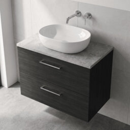 Balterley Bramshall 800mm Wall Hung 2 Drawer Vanity Unit With Laminate Worktop For Modern Bathroom Storage - Charcoal Black - thumbnail 3