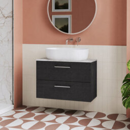 Balterley Bramshall 800mm Wall Hung 2 Drawer Vanity Unit With Laminate Worktop For Modern Bathroom Storage - Charcoal Black - thumbnail 2
