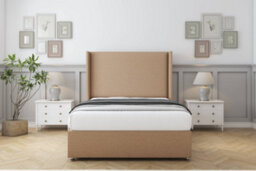 "Sloomy Devonshire Latte Dumfries Divan Bed Base 2 Drawers Foot-End With 54"" Wingback Headboard 6' Super King" - thumbnail 2