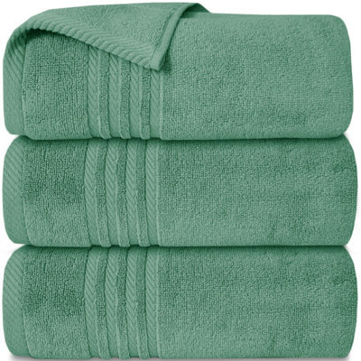 Casabella Towels 3 Pack Bath Sheets Large Bath Towel 80X140 Cm 100% Zero-Twist Cotton Highly Absorbent Towels Seafoam - image 1