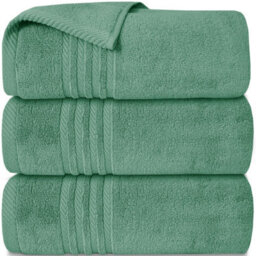 Casabella Towels 3 Pack Bath Sheets Large Bath Towel 80X140 Cm 100% Zero-Twist Cotton Highly Absorbent Towels Seafoam - thumbnail 1