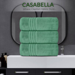 Casabella Towels 3 Pack Bath Sheets Large Bath Towel 80X140 Cm 100% Zero-Twist Cotton Highly Absorbent Towels Seafoam - thumbnail 7