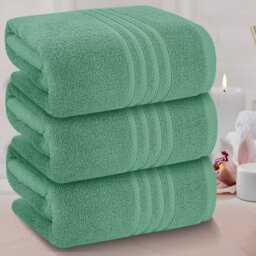 Casabella Towels 3 Pack Bath Sheets Large Bath Towel 80X140 Cm 100% Zero-Twist Cotton Highly Absorbent Towels Seafoam - thumbnail 2