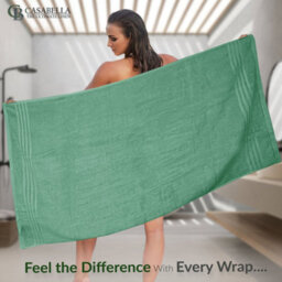 Casabella Towels 3 Pack Bath Sheets Large Bath Towel 80X140 Cm 100% Zero-Twist Cotton Highly Absorbent Towels Seafoam - thumbnail 5
