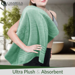 Casabella Towels 3 Pack Bath Sheets Large Bath Towel 80X140 Cm 100% Zero-Twist Cotton Highly Absorbent Towels Seafoam - thumbnail 9