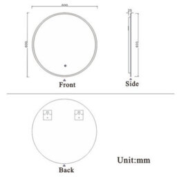 AVER-GROWTH Round Led Bathroom Mirror With Lights Touch Switch Wall Mounted Mirror 600X600mm - thumbnail 4