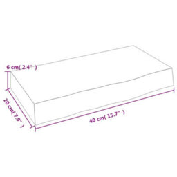 Berkfield Wall Shelf Light Brown 40X20X6 Cm Treated Solid Wood Oak - thumbnail 4