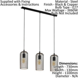 Stylish Black And Copper Hanging Pendant Light For Kitchen Island - thumbnail 2
