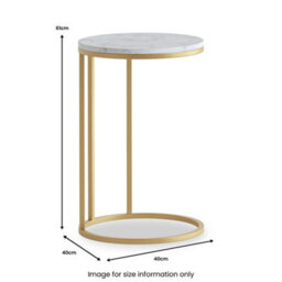 Pimlico White Marble Round C Side Table - Gold Metal Frame - By Roseland Furniture - thumbnail 2