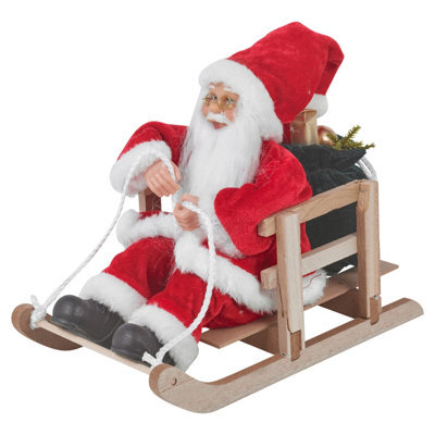 Urbn-Living Urbnliving Santa Wooden Sleigh With Gifts - Christmas Freestanding Ornament - image 1