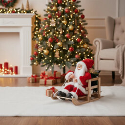 Urbn-Living Urbnliving Santa Wooden Sleigh With Gifts - Christmas Freestanding Ornament - thumbnail 2