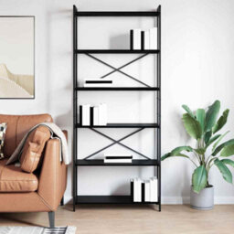 Berkfield Modern Bookcase Black Oak 80 X 30 X 188 Cm Engineered Wood - thumbnail 4