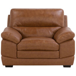 Beliani 3+1 Brown Leather Sofa Set - Retro Vintage 3-Seat Sofa And Matching Armchair, Birchwood Legs - thumbnail 8