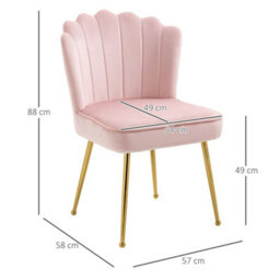 Pink Velvet-Feel Shell Luxe Accent Chair Home Bedroom Lounge With Metal Legs - thumbnail 2