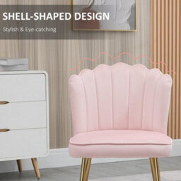 Pink Velvet-Feel Shell Luxe Accent Chair Home Bedroom Lounge With Metal Legs - thumbnail 5