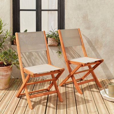 Sweeek - Pair Of Foldable Wooden Garden Chairs Almeria Taupe Grey 50X58.7X89 Cm - image 1