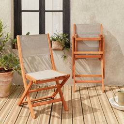Sweeek - Pair Of Foldable Wooden Garden Chairs Almeria Taupe Grey 50X58.7X89 Cm - thumbnail 5