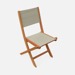 Sweeek - Pair Of Foldable Wooden Garden Chairs Almeria Taupe Grey 50X58.7X89 Cm - thumbnail 2